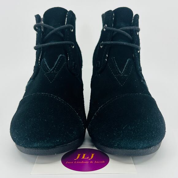 Toms Women's Desert Wedge Black Suede Ankle Booties 380815 Size 7 - Picture 2 of 11